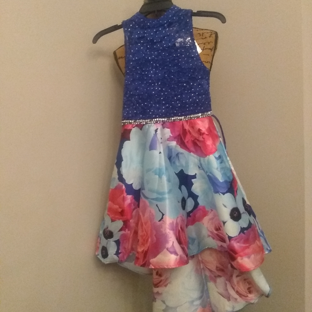 Girls Floral Formal Hi-Lo Dress